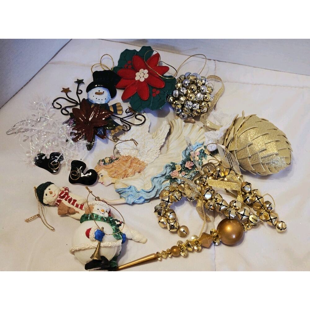 Vintage Mixed Lot of 10 Christmas Ornaments Tree Holiday Decorations Multi Color